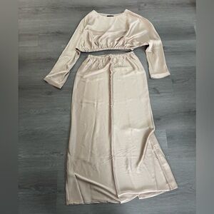 (NWOT) Forever 21 Silky Matching Set - Cropped Top & Midi Skirt - Size Large